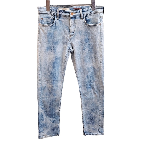 Anthropologie Pilcro Acid Washed Denim Jeans Tapered Leg Size 28 Stretch Casual - Picture 1 of 11